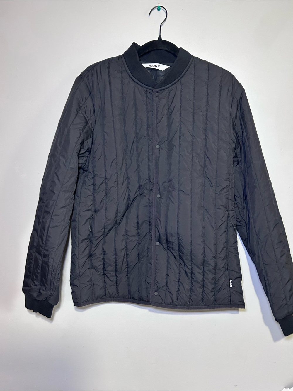 RAINS Banja Liner Bomber Jacket Black Quilted Size S NWT